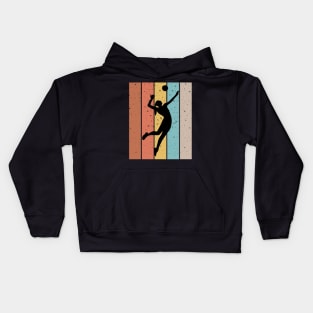 Volleyball Spiker in Silhouette Beautiful Vintage Colorful Background Kids Hoodie